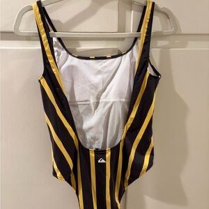Quiksilver womens Yellow & Black Striped One-Piece Swimsuit